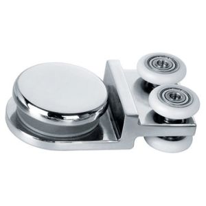 China Zinc Alloy Hanging Sliding Door Rollers Suspension Double Track Wheels 5-6mm Thick on sale