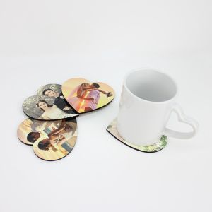 Popular 110x110mm Heart Shape Sublimation MDF Blank Coaster for Gift or