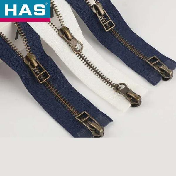 Two Way Open End Brass Plated Bronze Y Teeth Zipper Double Auto Lock Slider For
