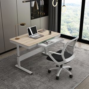 Height Adjustable Manual Custom White Wooden Executive Director Office Desk
