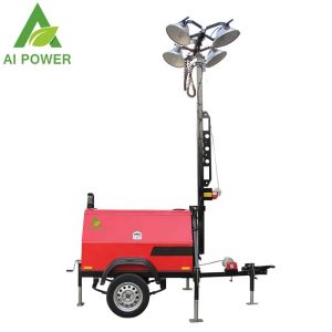 12kva Mitsubishi 6m Portable Light Tower 4x350W Mobile Lighting Tower