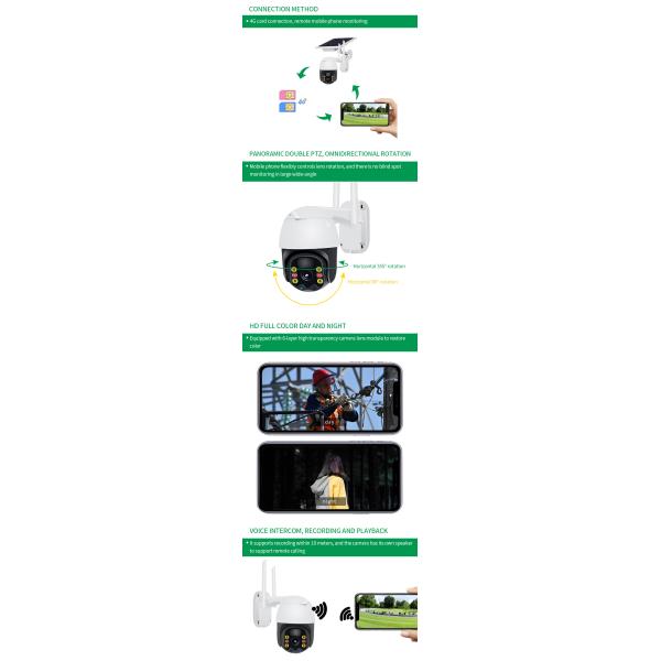 CCTV Two Way Audio Surveillance Security Solar PTZ Camera IP WiFi 4G 1080P H265