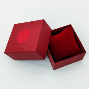 China Single Personalised Red Velvet Jewellery Ring Box With Texture Surface Cardboard on sale