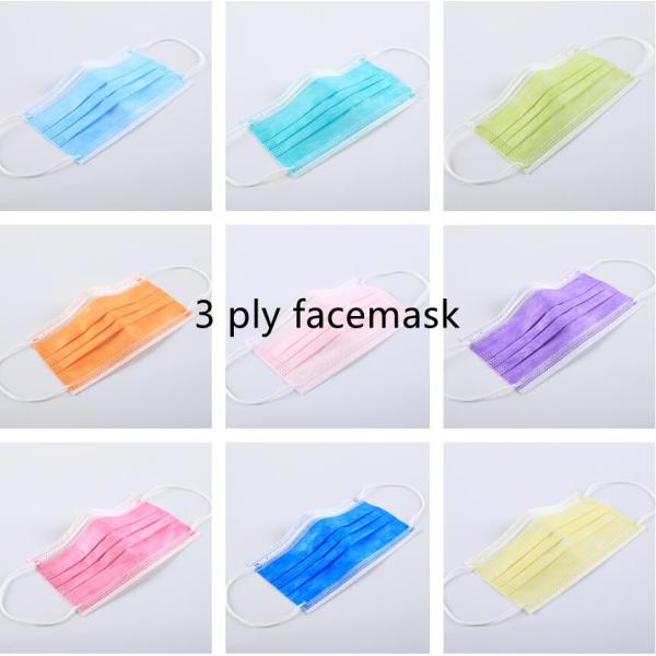 Prompt Shipment Meltblown Cloth Disposable Masks Civilian/Medical 3Layer Protective Daily Different Color Disposable Face mask