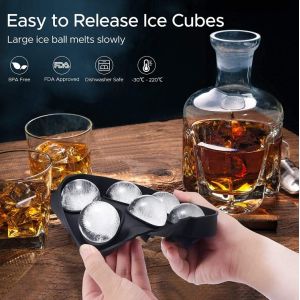 Ice Cream Makers Stocked 6 Cavity Food Grade Silicone Ice Cube Ball Tray Mold