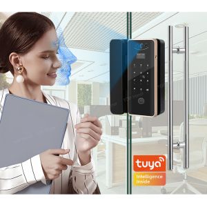 Office Store Wireless Glass Door Lock Full Automatic Face Scan For 10-12mm