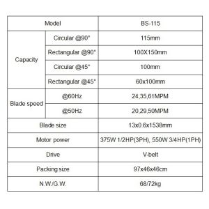Mini Small Portable Horizontal Metal Band Saw Machine BS-115 with blade free