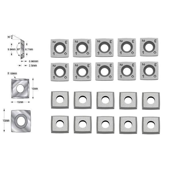 15x15x2.5mm R150 Carbide Inserts Knife For Planer Helical Cutterhead And Wood Woodturning Tool 15mm Carbide Inserts 4" R Indexable for All Byrd Shelix