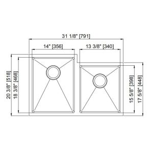 Double Bowl Undermount Kitchen Sink Manual Made With Polished Surface