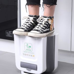 Plastic Sanitary Waste Rubbish 10 Gallon Rectangular Step Foldable Garbage Bin