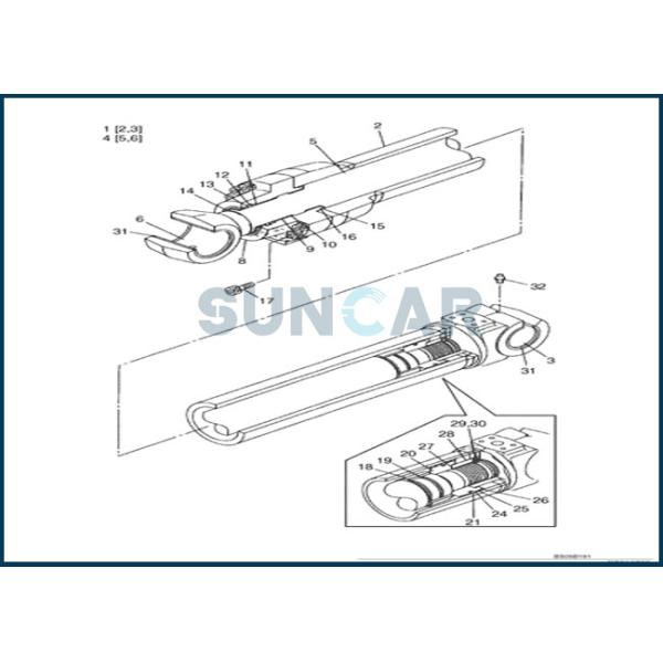 LZ00442 Boom Cylinder Service Kit fits Excavators CNH CX225SR CX240