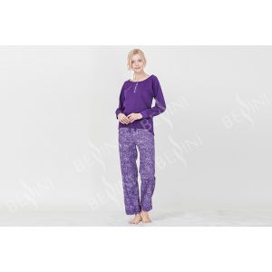 Fashionable Violet Womens Pyjama Sets Long Sleeve Top Australian Design