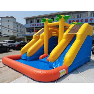 China Commercail PVC Inflatable Water Slides With Pool EN14960 Easy Set Up on sale