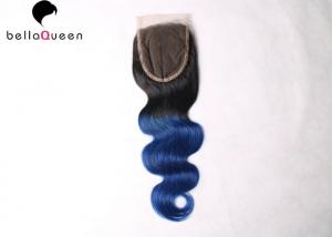 Cheap Two Three Tone hair Lace Closure Human Hair Weave Closure 1B / Blue for sale