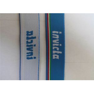 2 Cm Jacquard Elastic Webbing White On Blue Custom Logo Polyester Fiber