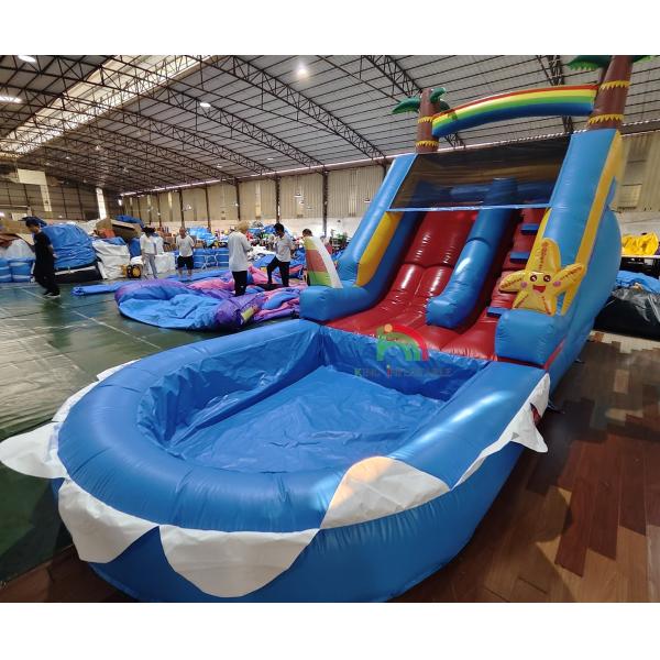 Commercial Grade PVC Inflatable Water Slide Combo With Pool