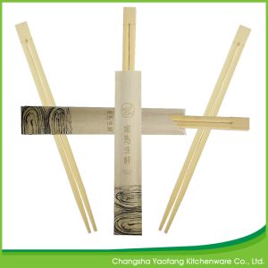 China Disposable Nature 24cm Twins Bamboo Chopsticks ;  Open Paper Packing on sale
