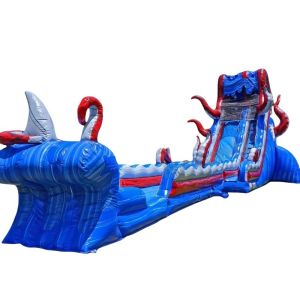 Customized Inflatable Water Slide with Pool Blue Crush 2 Lane Run N Splash Combo