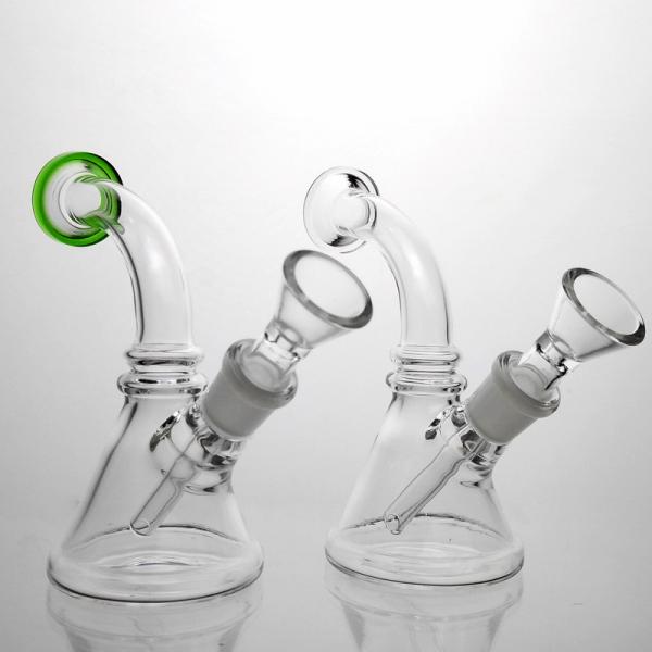 Quality Mini Pyrex Glass Water Pipes Bongs With 14mm Joint Beaker Bong Clear Type wholesale