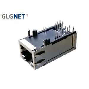 Cheap 50u &quot; AU Plating POE RJ45 Connector 1 x 1 Tab Up With 1G Integrated Transformer for sale