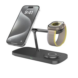 All in 1 Qi 2 Zinc Alloy Wireless Charger with 15W Power LED Indicator for