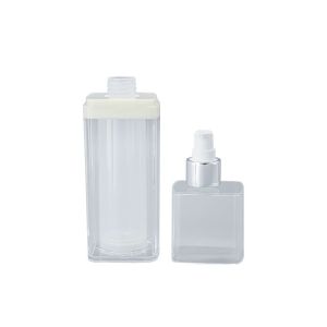 UKA51 Recyclable 100ml Square Airless Lotion Bottles With Transparency Lid
