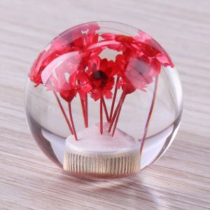 Custom design logo car gear shift knobs crystal gear shift knob with dry flower