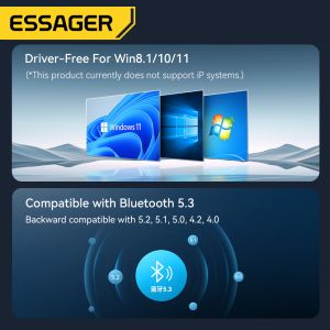 ESSAGER ES-BT13 USB A To Bluetooth Adapter V5.3 With 10m-20m Transmission Range