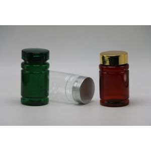 80ml PET Pill Medicine Bottle with Customized Color and Gold Silver Coating Caps