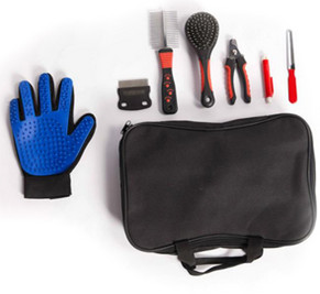 Multifunctional Pet Grooming Gloves Kit Scissor Comb Bag With Pet Nail Clipper