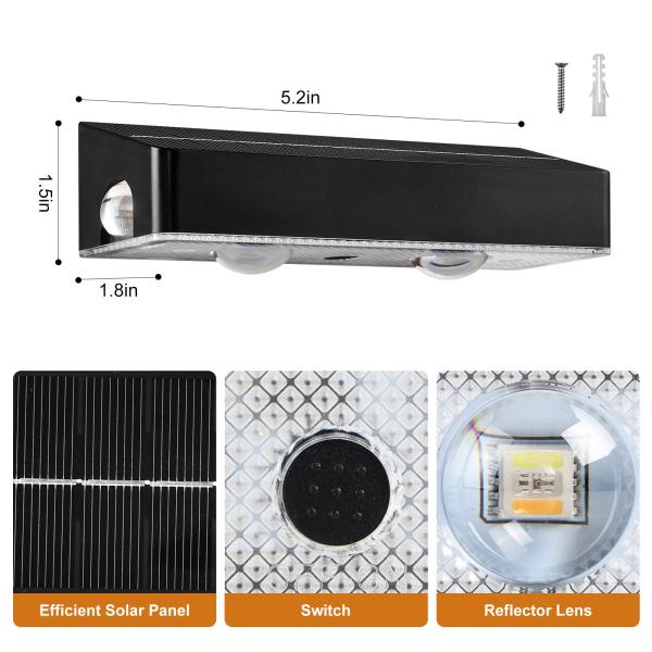 200g Solar Fence Light with Brightness 50Lumens and Monocrystalline Silicon