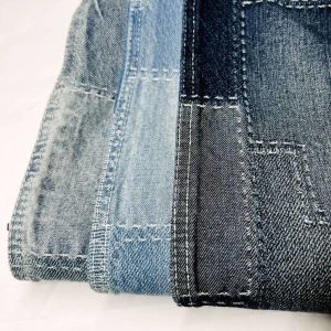 Cheap Cotton Blend Stitching Lattice Jacquard Denim Fabric Jean Material Fabric For Garments for sale