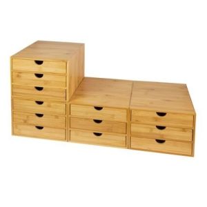 Popular Bamboo Office Supplies , Desktop Tidy A4 Bamboo Storage Drawers