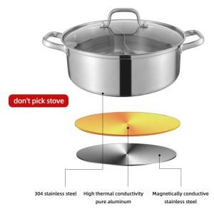 New Design Hot Pot Thickened Round Shape Stainless Steel Shabu Pot Soup Pot With