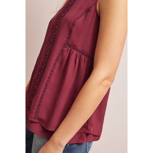 Women Red Sleeveless Top with Back zip