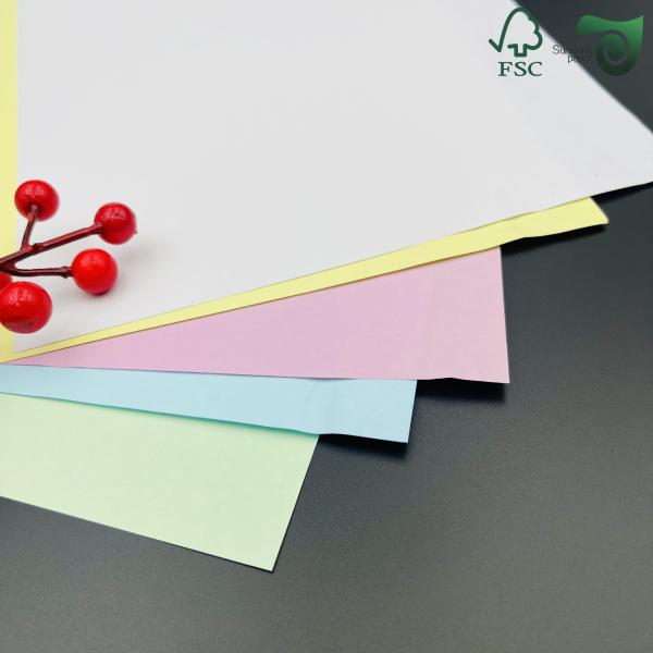 FSC 48gsm 80gsm Yellow Blue Blank Carbonless Paper In Letter Size For Receipt