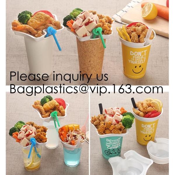 300ml Snack Tray PP Injeciton Trays For 95mm And 95mm Diameter Cups Disposable PET plastic cup top snack tray, cup holde