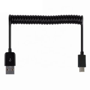 Retractable Sprial Coiled USB to Mini B 5p Data Charger Cable