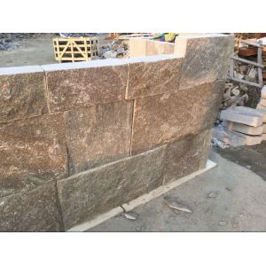 Yellow Granite Retaining Wall Natural Stone Cladding Granite Backsplash Wall