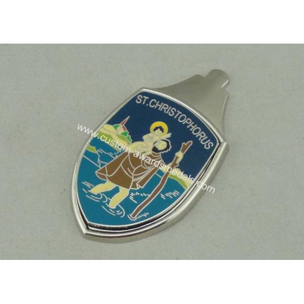 Brass Souvenir Badges Imitation Hard Enamel Silver Plating For Holiday