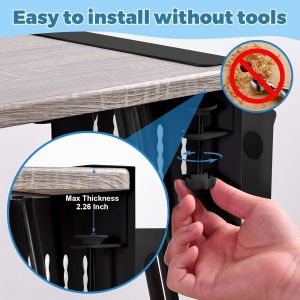 Clamp Mount Under Hanging Desk Organizer for Laptop Stand Tablet iPad books