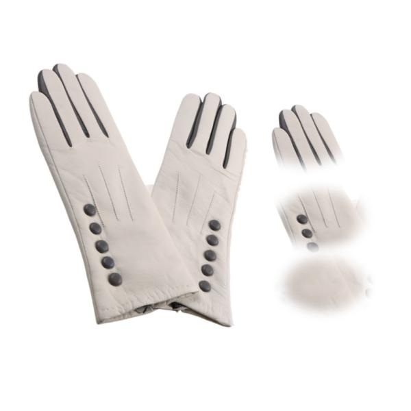 New design white leather gloves with 5 buttons