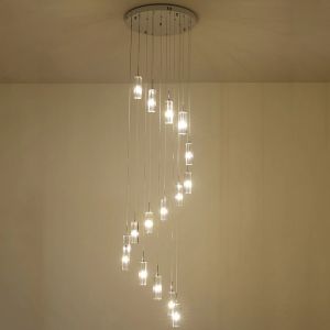 LED Pendant Light Staircase Crystal Chandelier Hanging Lamp Spirl hanging