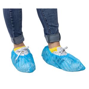 Waterproof Disposable Plastic Foot Covers Elastic String Non Woven Material
