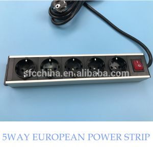 5way Europeon Standard Metal Housing Socket Strips, German Power Distribution