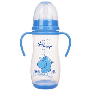 Double Handle PP 12oz 330ml Wide Neck Arc Baby Feeding Bottle