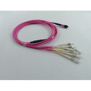 8 Fibers MPO to LC UPC Duplex Breakout Patch Cord Multimode OM4 Magenta 1m (3ft)