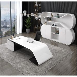 Executive President Manager Desk L-shaped MDF Baking Varnish Office Computer
