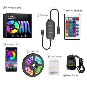 Smart Rgb Led Led Smart Light Strip for Home Decorating Color Rendering Index Ra