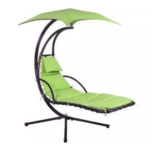 Relaxation at Its Best Hanging Chaise Lounger Chair with Canopy and Arc Stand